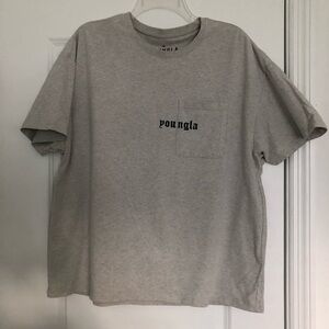 NWOT YoungLA Light Gray Logo Oversized T-Shirt